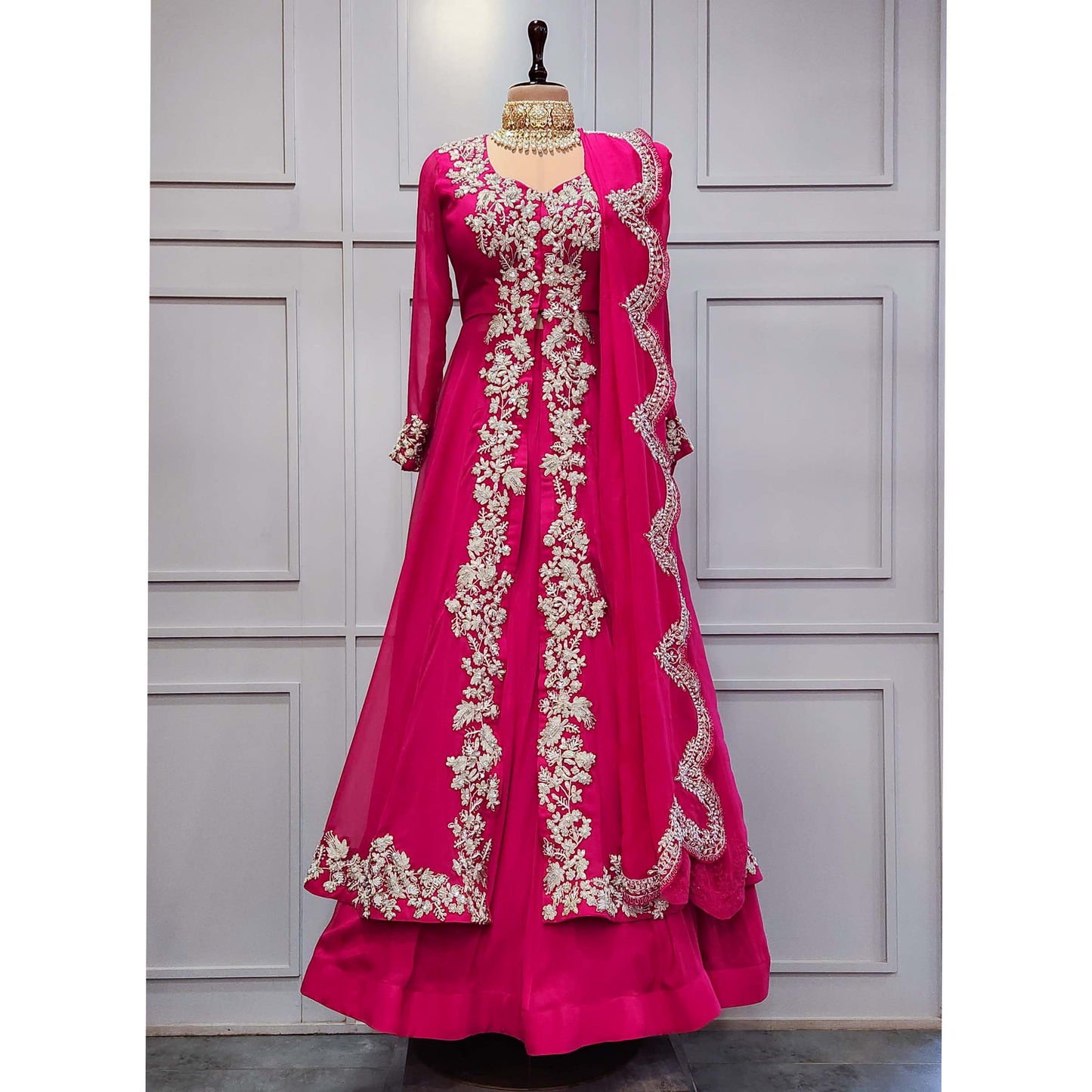 Hot Pink Jacket Lehenga