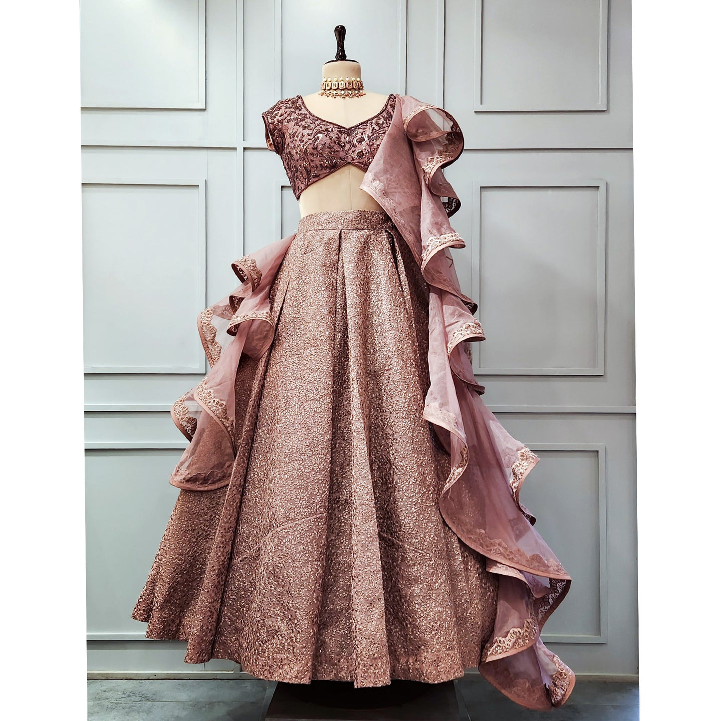 Mauve Box Pleate Lehenga