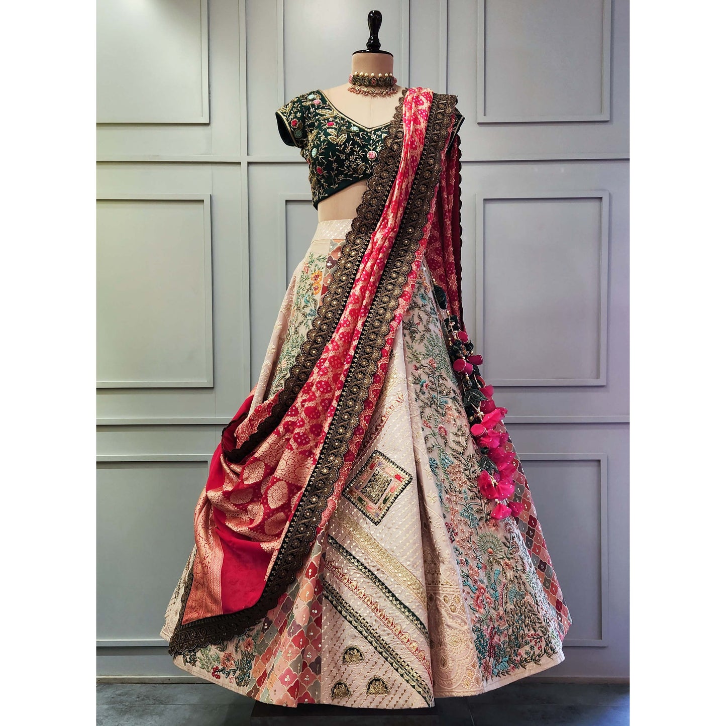 Gadhchola Dupatta Raw Silk Lehenga