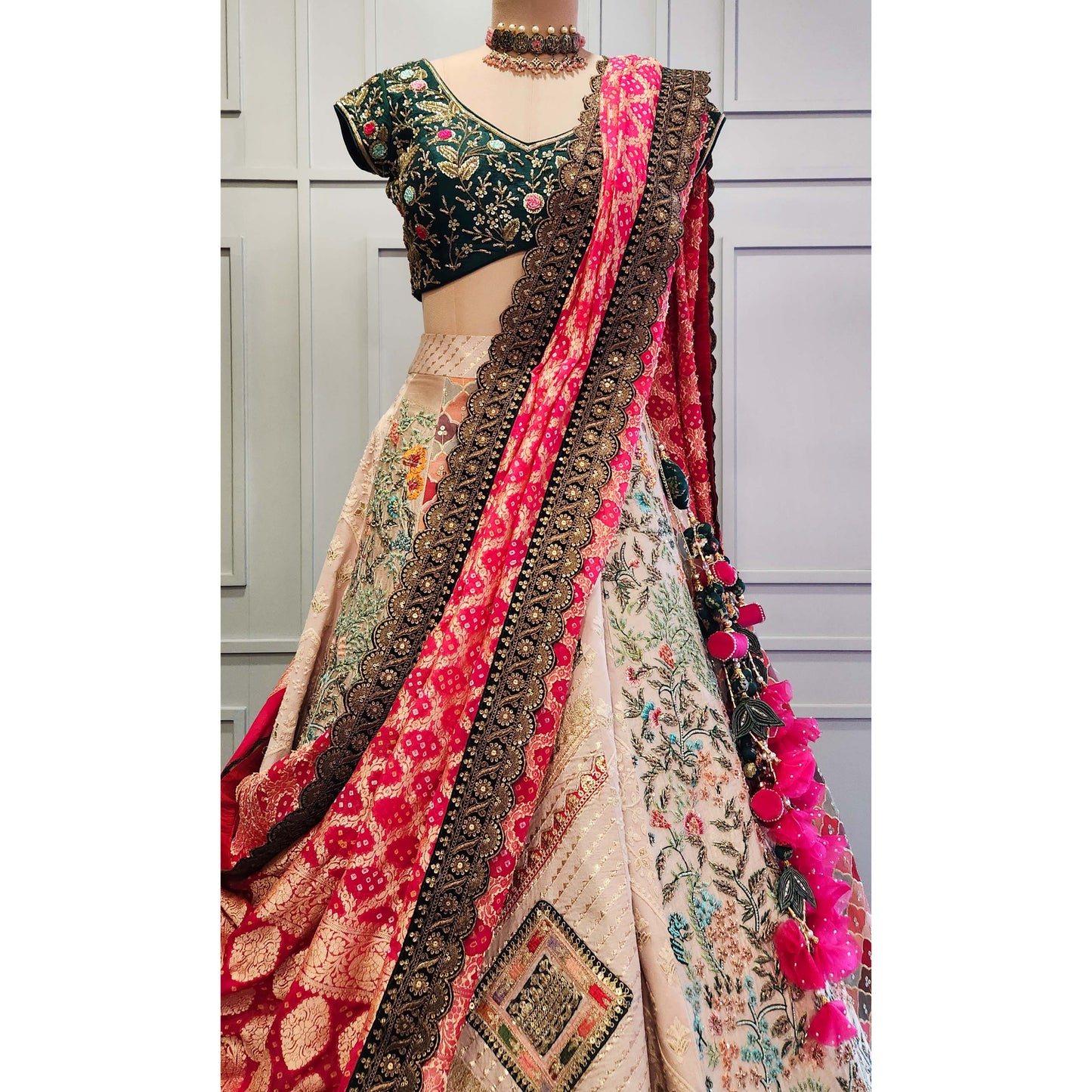 Gadhchola Dupatta Raw Silk Lehenga