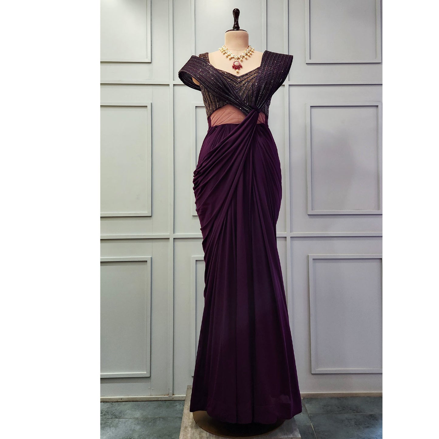 Wine Drape Dress