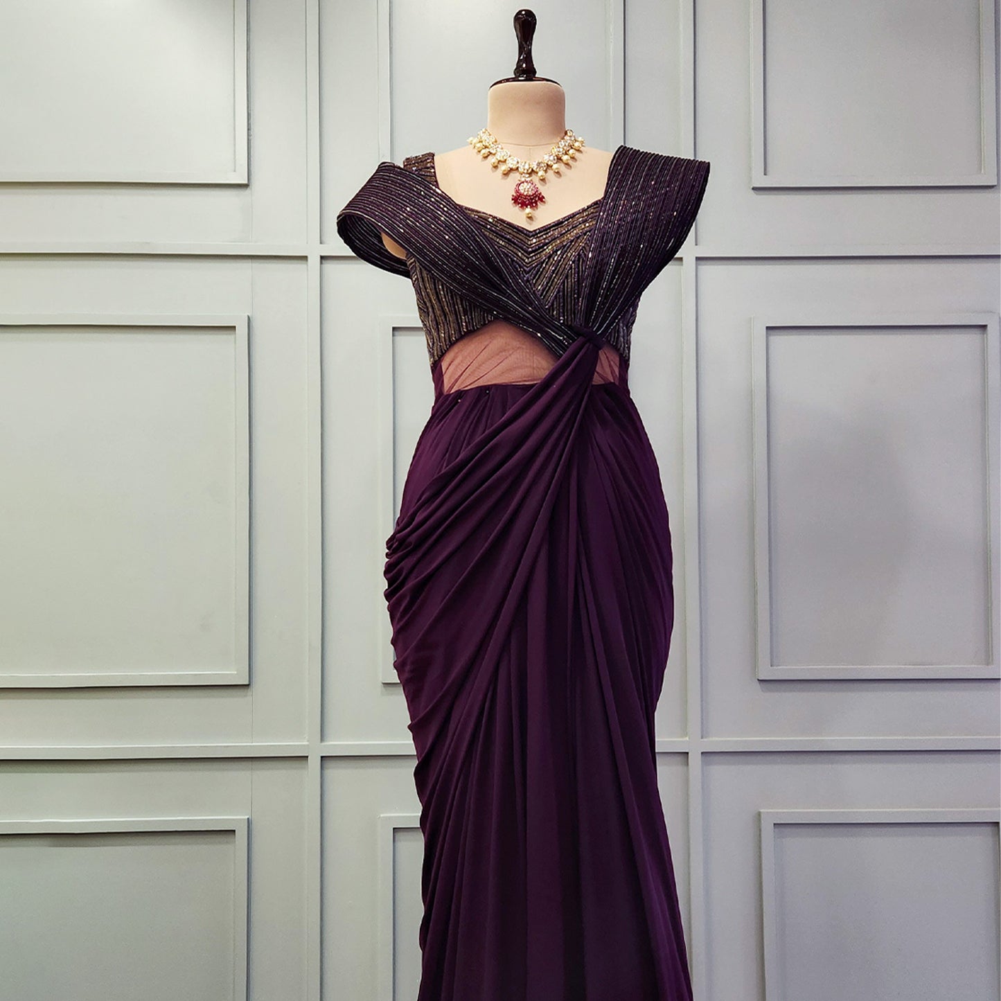 Wine Drape Dress