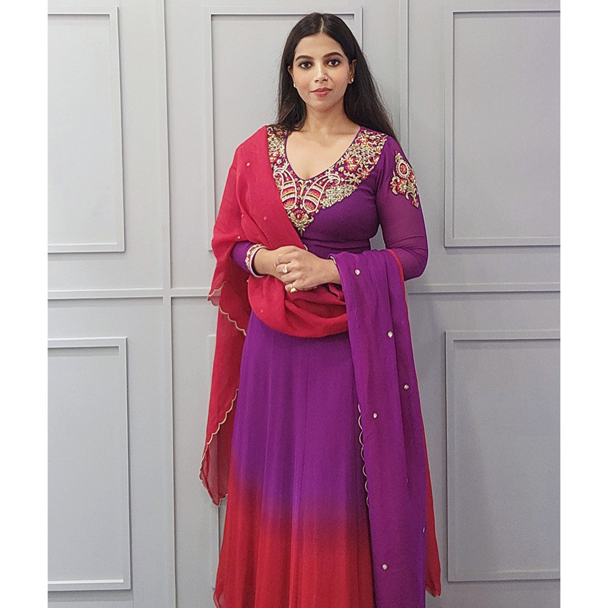Purple Red Ombre Anarkali