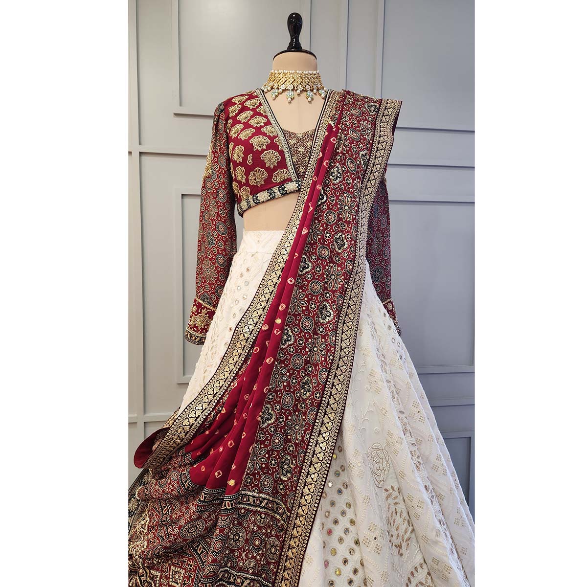 Ajrakh Lucknowi Lehenga