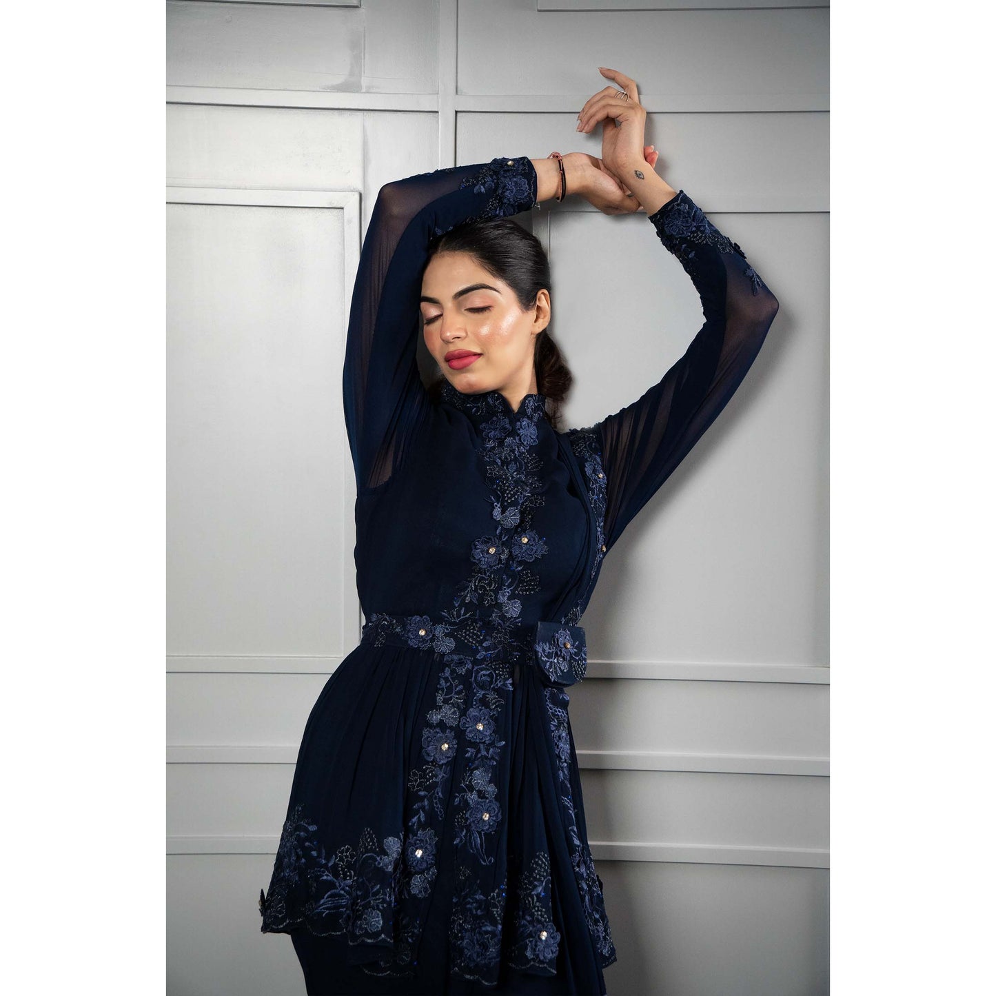 Peplum Navy Blue Garara Set