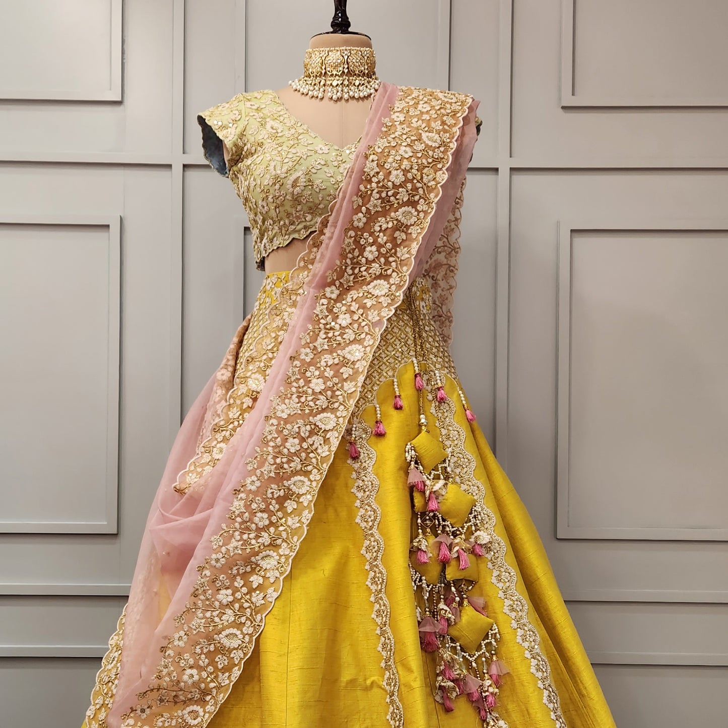 Thread Work Tri Color Lehenga