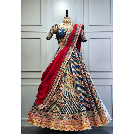 Mid-Night Blue Patch Lehenga