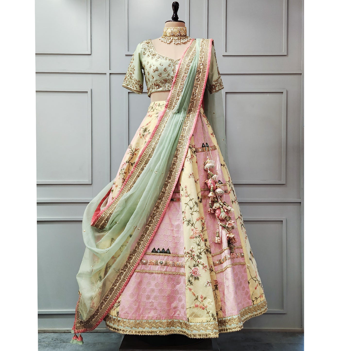 Multicolour Banarasi Silk Lehenga