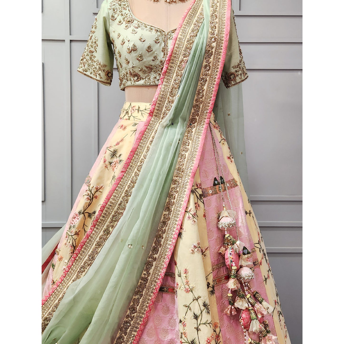 Multicolour Banarasi Silk Lehenga