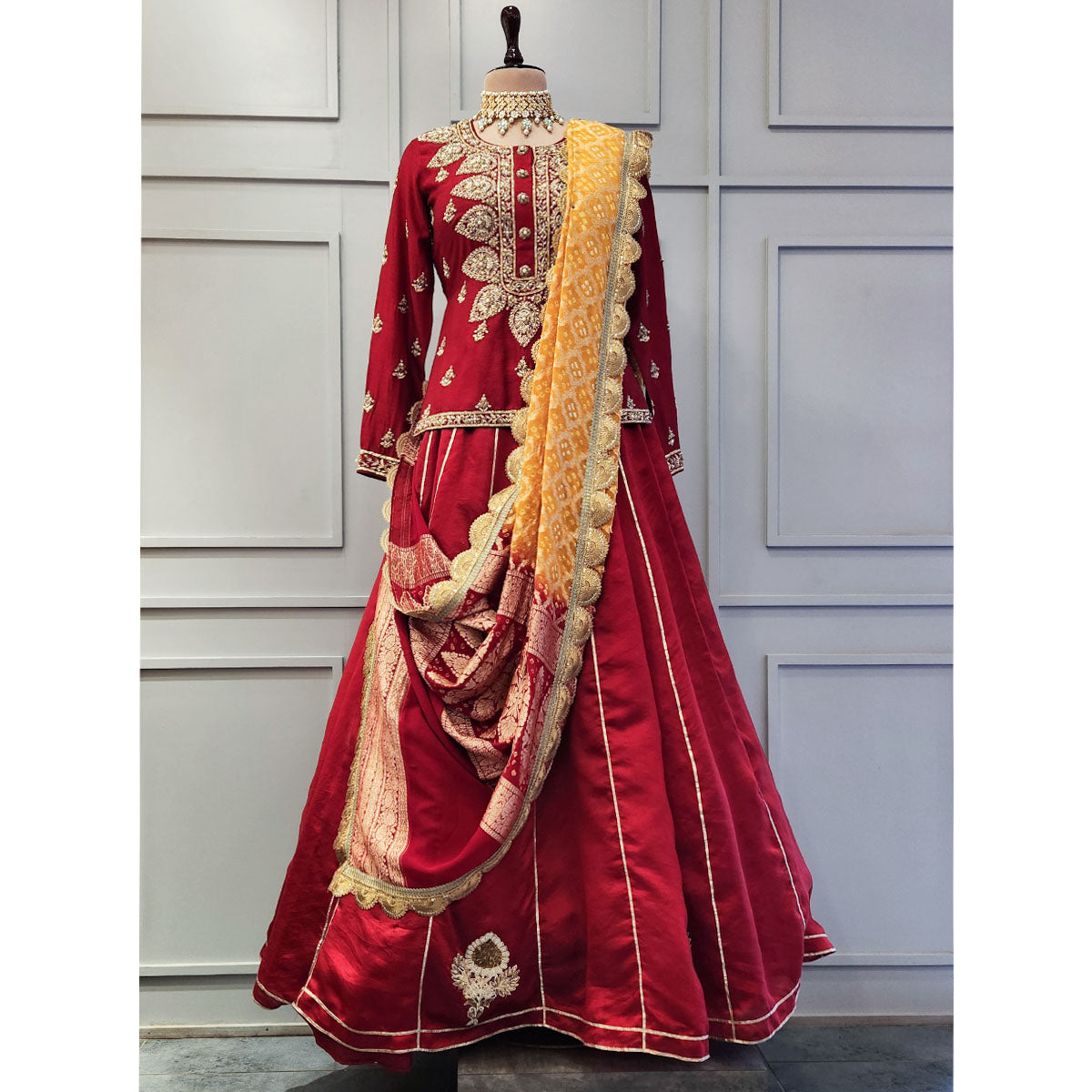 Red kurti lehenga