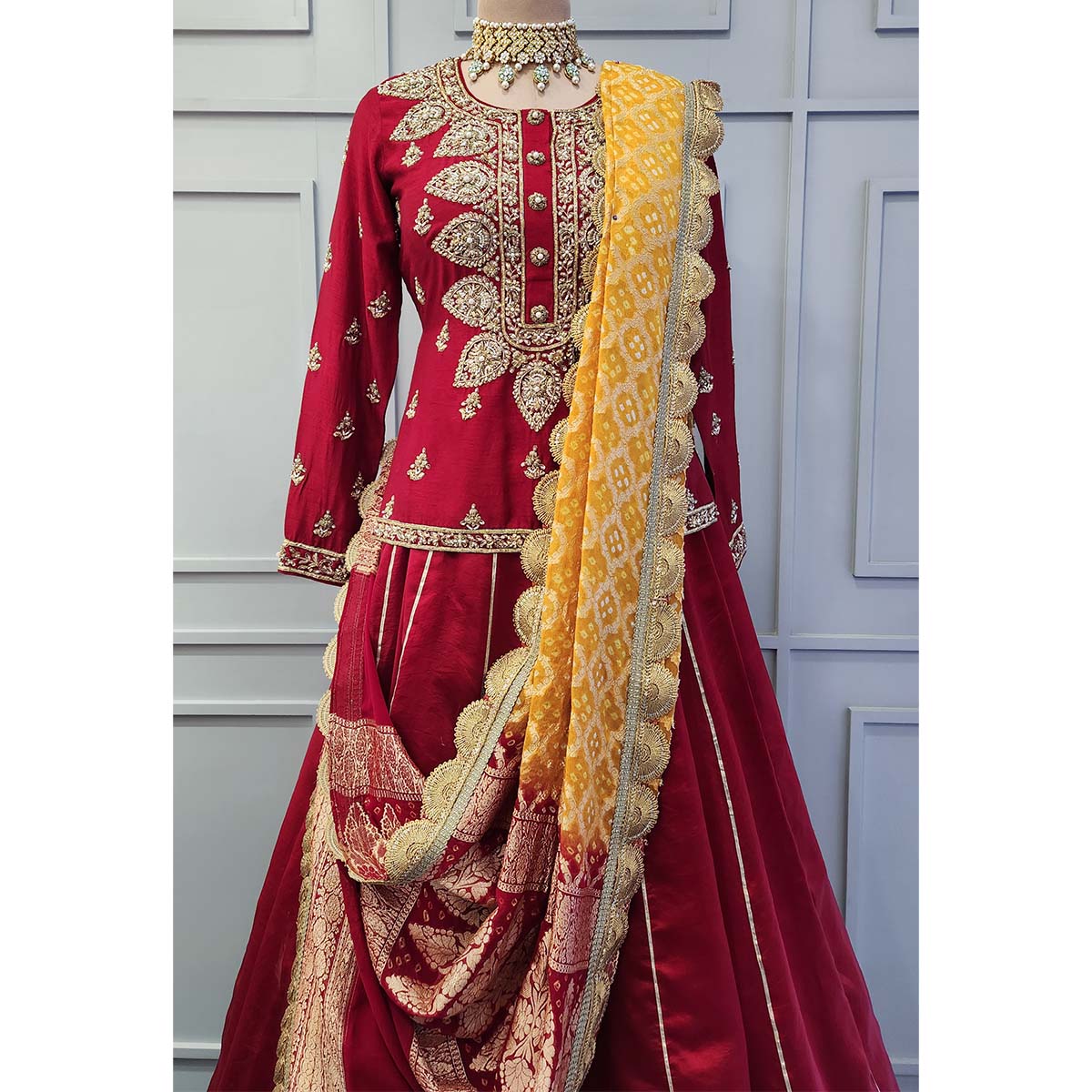 Red kurti lehenga