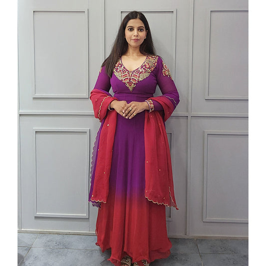 Purple Red Ombre Anarkali