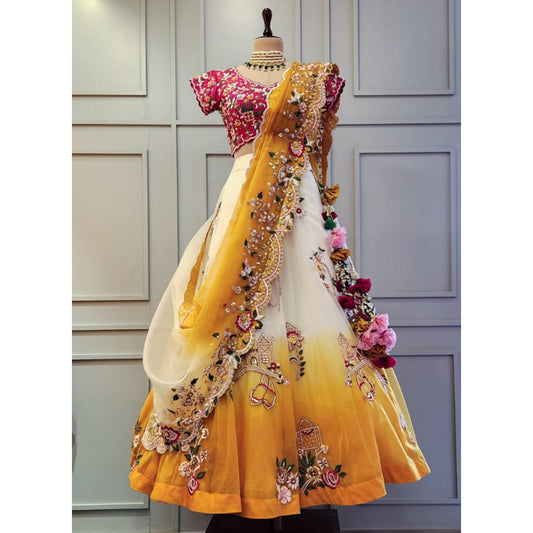 Off-white Mustard Ombre Lehenga