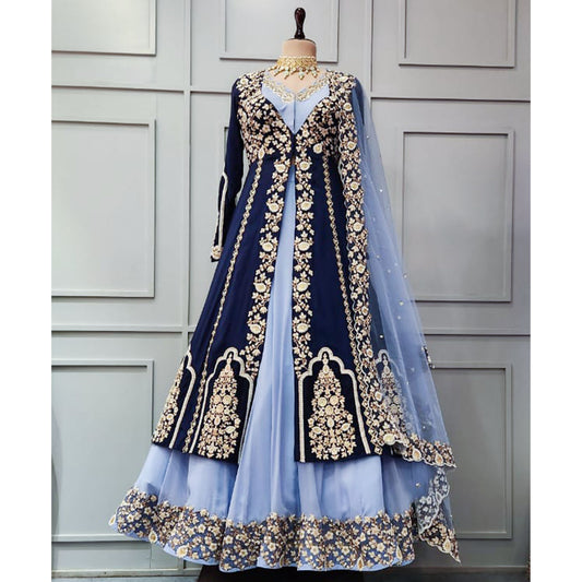 Navy Cape Lehenga