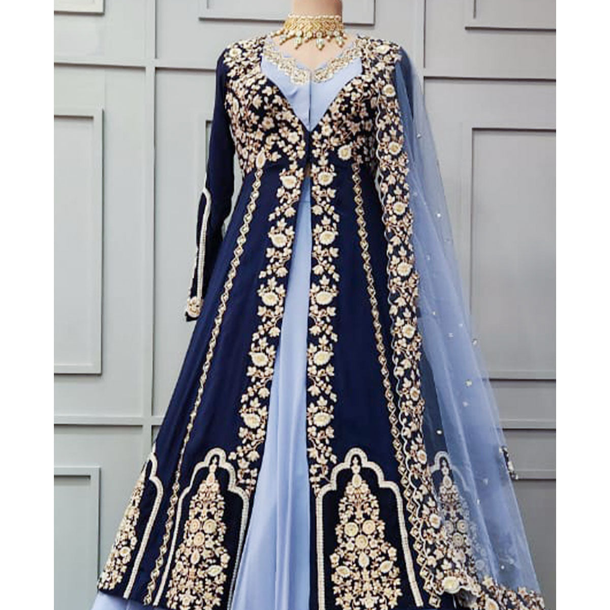 Navy Cape Lehenga