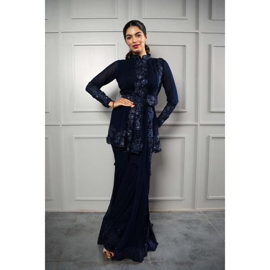 Peplum Navy Blue Garara Set