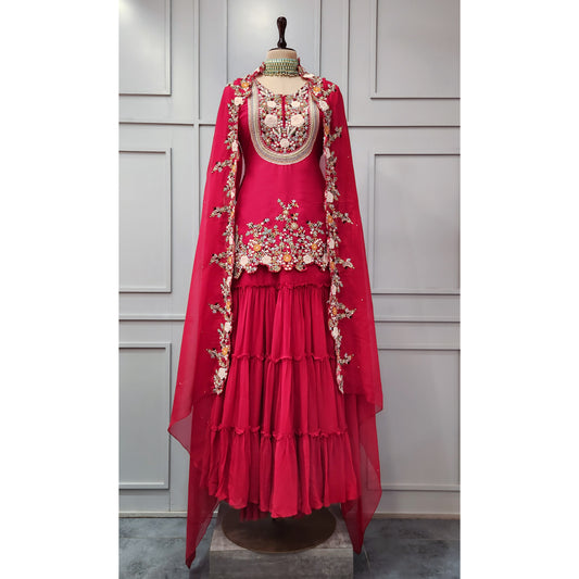 Red Kurti Garara Set