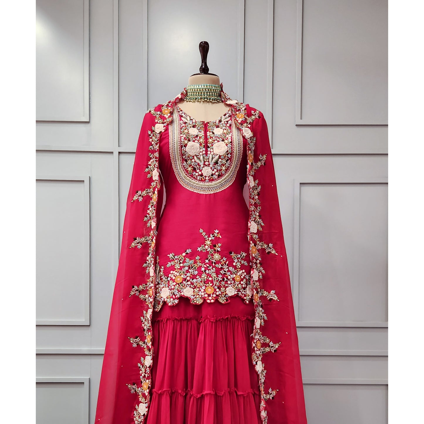 Red Kurti Garara Set