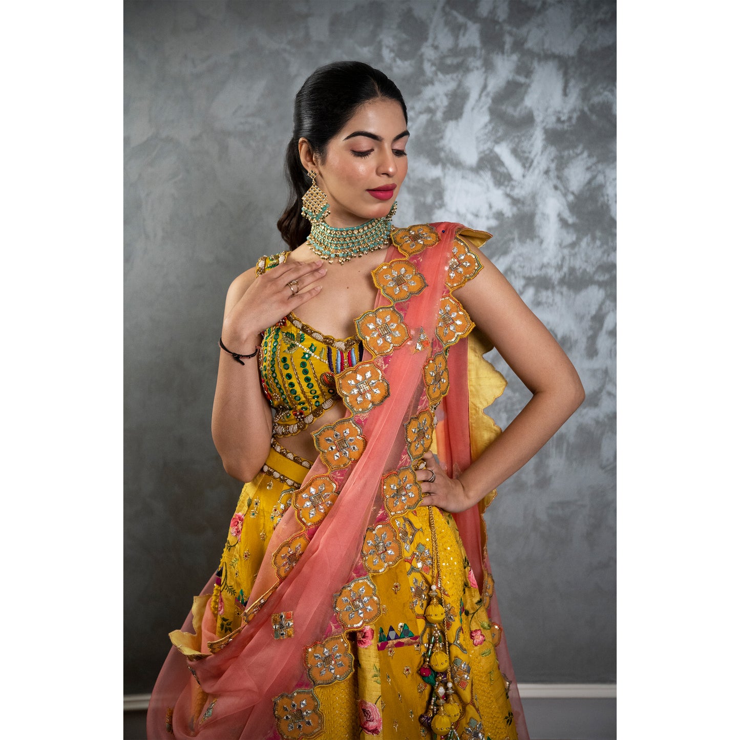 Yellow Mirror Tassel Lehenga